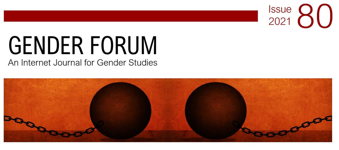 Cover image of Issue 80 (2021) of Gender Forum: Two painted iron balls and chains in front of a red and orange background.